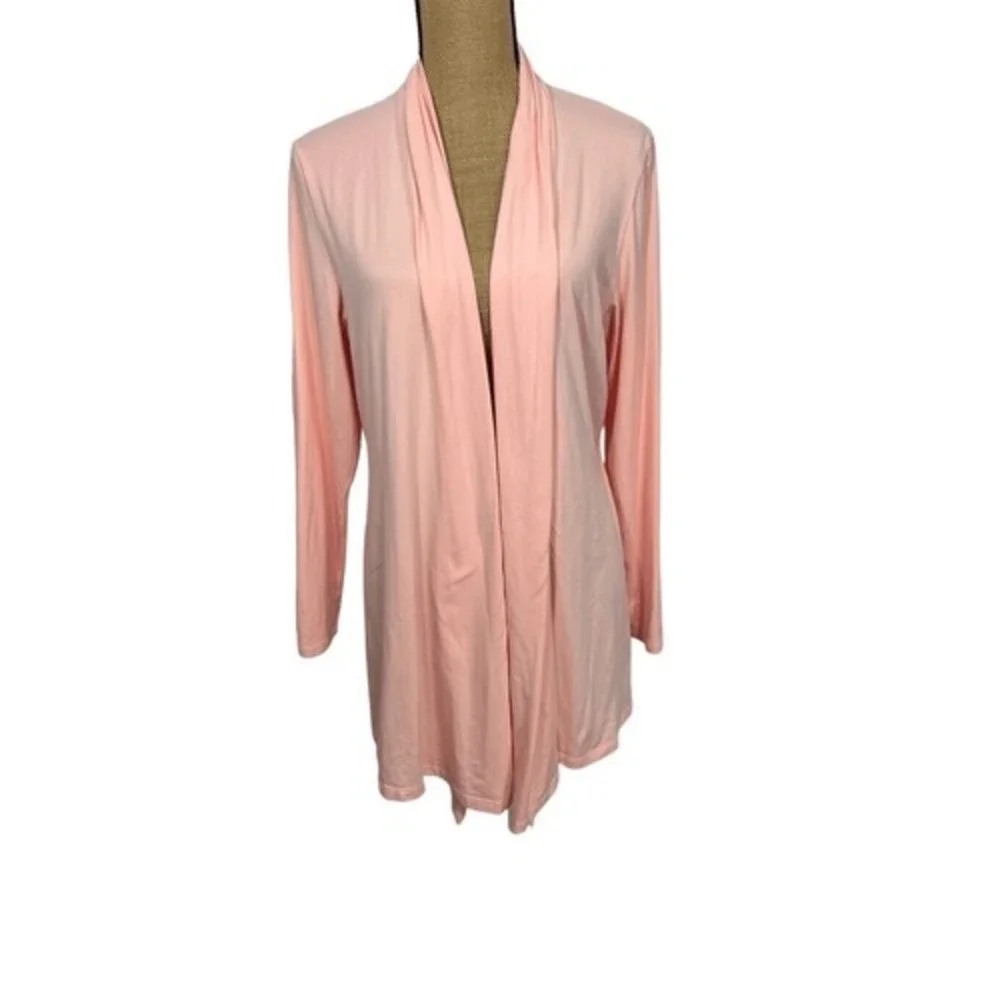 Simply Noelle Open Front Cardigan Womens L XL Peach Lightweight Long Sleeve